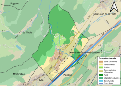 Carte en couleurs présentant l'occupation des sols.