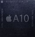 image d'un microprocesseur A10 avec le logo Apple