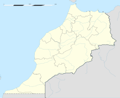 Mapa konturowa Maroka, w centrum znajduje się punkt z opisem „Stade de Marrakech”