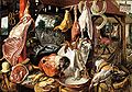 Fleischereiprodukte auf einem Gemälde von Pieter Aertsen