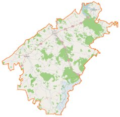 Mapa konturowa powiatu grajewskiego, w centrum znajduje się punkt z opisem „Podlasek”