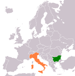 Map indicating locations of Bulgaria and Italy