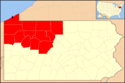 Lokasi Keuskupan Erie di Pennsylvania