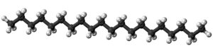 Ball and stick model of the icosane molecule