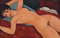 Kuŝanta nudulo (1917) de Amedeo Modigliani