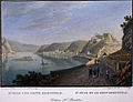 Blik op Sankt Goar met de Ruïne Rheinfels rond 1830