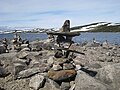 Een steenmannetje op Hardangervidda, Noorwegen