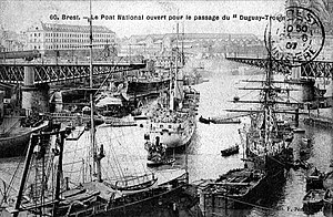Pont National ouvert (Arrivée du Croiseur Duguay-Trouin en 1901)
