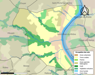 Carte en couleurs présentant l'occupation des sols.