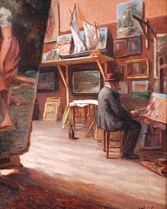 Attribué à Gustave-Henri Colin, Le Peintre dans son atelier, localisation inconnue.