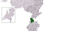 Highlighted position of Sittard-Geleen in a municipal map of Limburg