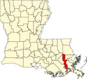 Map of Louisiana highlighting Jefferson Parish