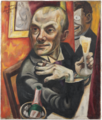 Selbstbildnis mit Sektglas von Max Beckmann, 1919