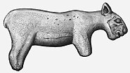 Drawing of a now-lost Paleolithic sculpture of a cave lion from Isturitz, France