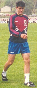 Caminero op training met het Spaans nationaal elftal in 1994