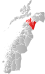 Hamarøy markert med rødt på fylkeskartet