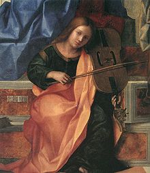 peinture : ange musicien jouant de la lira