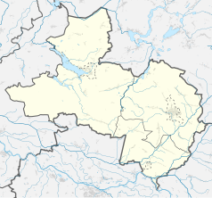 Mapa konturowa powiatu wschowskiego, na dole nieco na prawo znajduje się punkt z opisem „Szlichtyngowa”