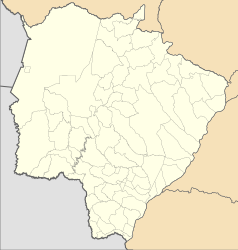 Mapa konturowa Mato Grosso do Sul, blisko dolnej krawiędzi znajduje się punkt z opisem „Iguatemi”