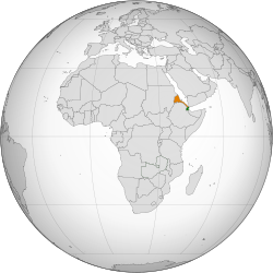 Map indicating locations of Djibouti and Eritrea