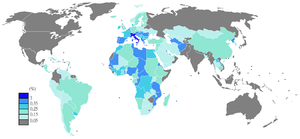 Seitenabrufe der italienischen Wikipedia pro Land (Januar bis Dezember 2011)[5]