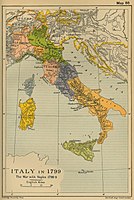 Italy in 1799, from Cambridge Modern History Atlas, 1912
