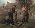 ジャン＝フランソワ・ミレー『接ぎ木をする農夫』1855年。油彩、キャンバス、81 × 100 cm。ノイエ・ピナコテーク。