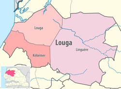 Louga région, divided into 3 départements