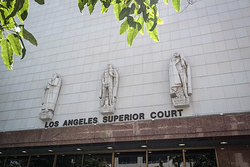 Closeup of Grand Avenue façade with relief statues