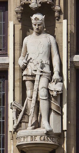 Robrecht van Kassel op de gevel van het stadhuis van Duinkerke