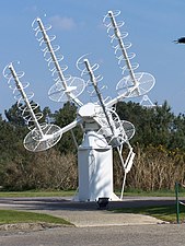 Array of four axial-mode helical antennas used for satellite tracking, France