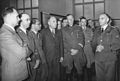 V.l.n.r. Rudolf Hess, Heinrich Himmler en Reinhard Heydrich tijdens de tentoonstelling van Generalplan Ost, 20 maart 1941