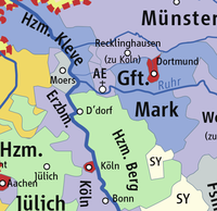 the County of Muers in 1648 in grey