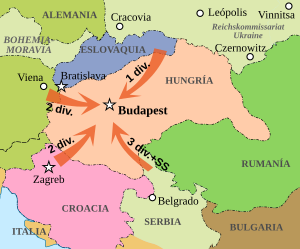 Карта оккупации Венгрии немецкими войсками в 1944 году