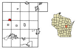 Location of Iola in Waupaca County, Wisconsin.