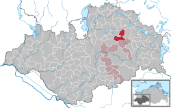 Elhelyezkedése Mecklenburg-Elő-Pomeránia térképén