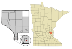 Location of the city of Hilltop within Anoka County, Minnesota