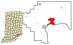 Location of Madison in Jefferson County, Indiana