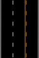 Jalan Nasional dengan tiga lajur dan dua arah menggunakan pemisah garis ganda utuh-putus