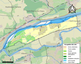 Carte en couleurs présentant l'occupation des sols.