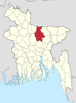 Bản đồ thể hiện vị trí của huyện Mymensingh ở Bangladesh