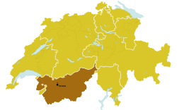 Map of the modern diocese of Sion within Switzerland