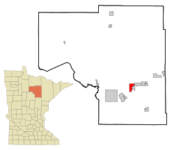 Location of the city of Coleraine within Itasca County, Minnesota