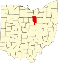Map of Ohajo highlighting Ashland County