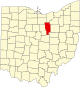 Localização do Map of Ohio highlighting Ashland County