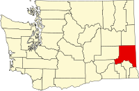 Locatie van Whitman County in Washington