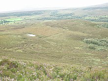 Boggy landscape with patches of scrub.