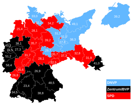 Stimmenstärkste Parteien nach Wahlkreisen (angegeben ist jeweils der Prozentanteil der stärksten Partei)