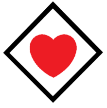 red heart in black square