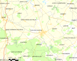 Mapa obce Dun-sur-Auron